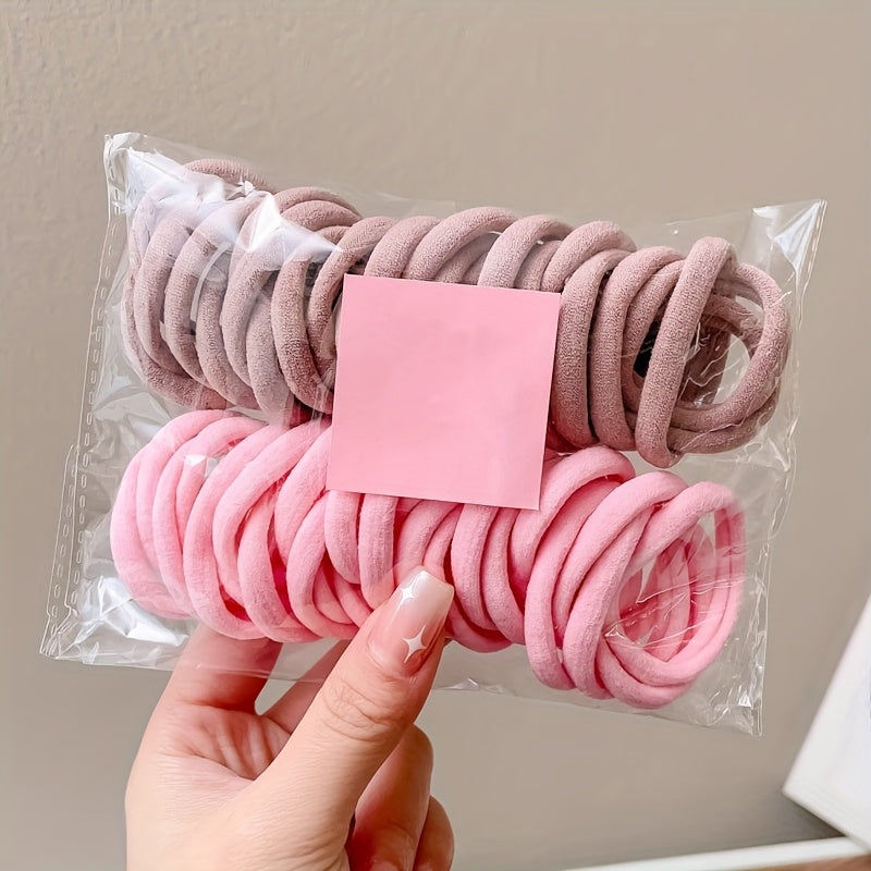 50pcs Girls' Hair Tie Rubber Band Fashion 5cm Basic Hair Ring Seamless High Elastic Towel Circle High Ponytail Durable Women's Head Tie