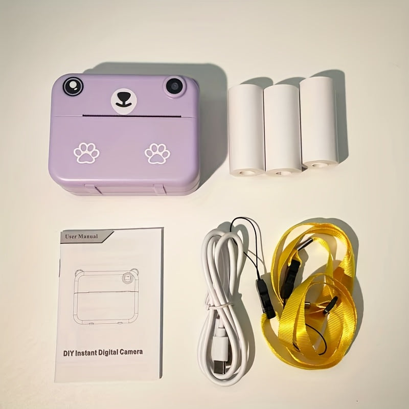 Kids Camera, Instant Print Digital Camera - 1500mAh Rechargeable Battery, Flash, Music, Games, Delayed Printing (10s/5s/3s), USB Charging