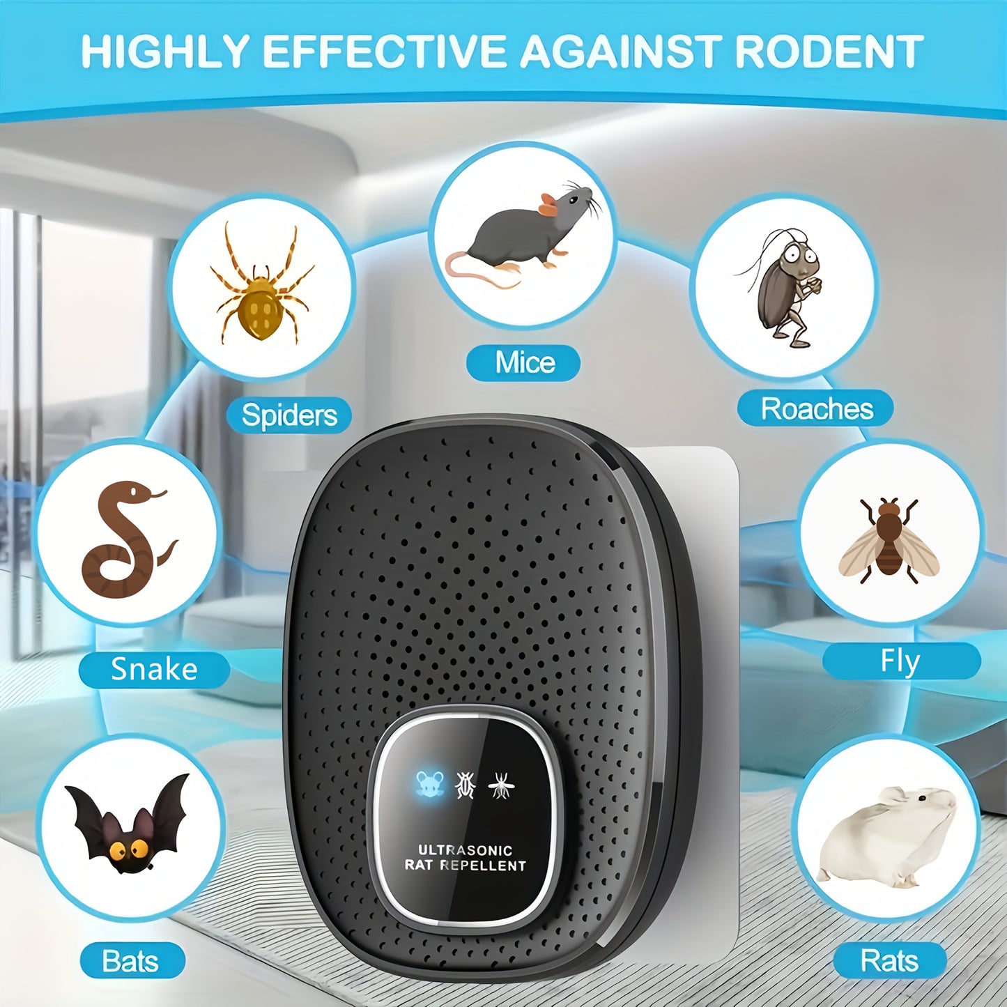 Home Smart Electronic Cat Mouse Repellent, Smart Soundwave technology for Mice, Silent and No Disturbance, Safe and Reliable, Hotel Smart Mouse Repellent, Soundwave technology Pest Control