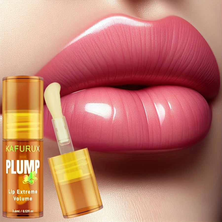 1pc KAFURUX PLUMP Lip Oil, Tinted Liquid Formula, High Shine Finish, Moisturizing Hydration, Fuller Lips Effect, Suitable for All Skin Types