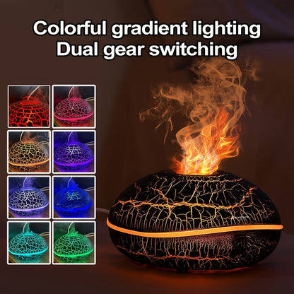 200ml Cool Crack Nebula Diffuser with Flame Effect, Auto Shut-off to Prevent Overheating, Long-lasting Mist, Compact and Space-saving Indoor Humidifier