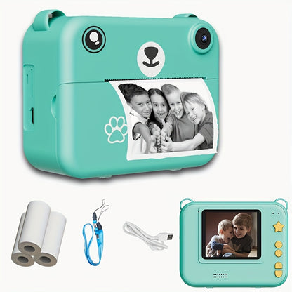 Mini Thermal Portable Instant Printing Camera for Kids, 3/5/10S Delayed Photography with USB Charger 1500mAh Battery And Three Rolls Printing Paper