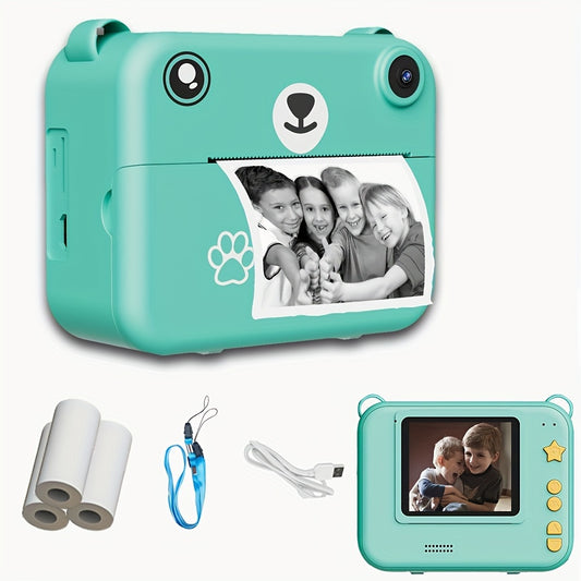 Mini Thermal Portable Instant Printing Camera for Kids, 3/5/10S Delayed Photography with USB Charger 1500mAh Battery And Three Rolls Printing Paper