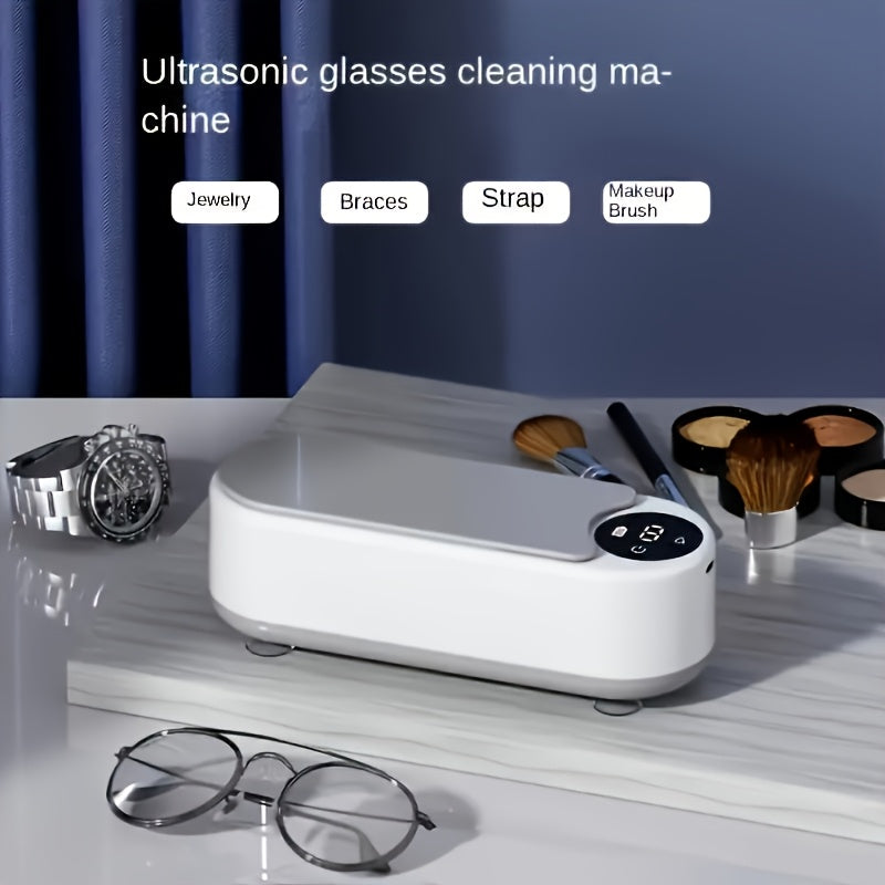FEIYBA A Versatile Cleaning Device That Requires No Chemicals, Ideal for Cleaning Glasses, Jewelry, Watches, And Dental Braces, Featuring a Digital Screen And a Compartment for Accessories, Electric motor technology enables e