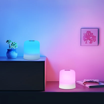 AMill Touch-Controlled USB LED Night Light - Color-Changing, Dimmable Compact Table Lamp for Bedroom Ambiance, 800mAh Rechargeable Battery, 7 Color Modes (Purple, Blue, Green, Red, Pink, White, Cream), Adjustable Brightness,