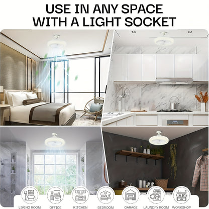 50W 25.4cm LED Smart Ceiling Fan Light with Remote Control, Color Changing and Dimming Features, 2In1 360 degrees Ceiling Fan with Light | E26/27 Socket, Dual Function Cooling and Lighting, Timing, Suitable for for Bedroom, k