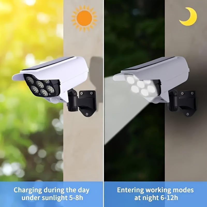 1pc Solar-Powered Motion Sensor Wall Light with LED Security Camera Design - Smart Outdoor Garden Lighting, Human Sensor Wall Lamp for Home Security & Energy Efficiency, Solar Outdoor Lights, Indoor Lighting, Modern Lighting,