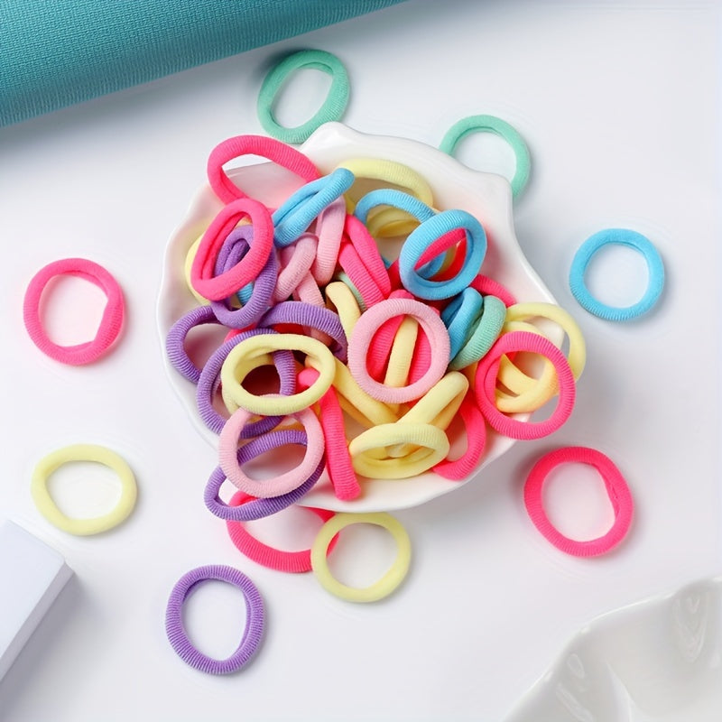 50pcs Girls' Hair Tie Rubber Band Fashion 5cm Basic Hair Ring Seamless High Elastic Towel Circle High Ponytail Durable Women's Head Tie