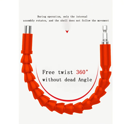 1pc Electric Drill Universal Joint, Orange, Universal Soft Shaft, Electric Screwdriver Drill Bit Extension Holder, Hand Drill Connecting Rod, Multi-functional Flexible Drill Bit Holder