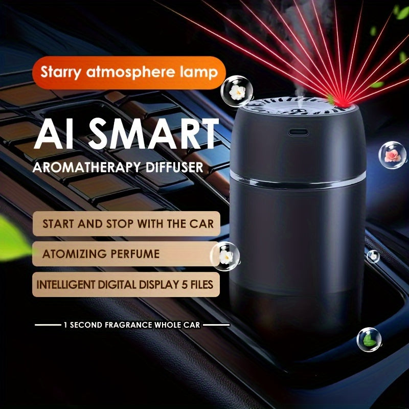 Smart Car Air Freshener with Star Projector, Long-Lasting, USB Rechargeable, Automatic On/Off, Essential Oil Diffuser for Odor Removal, Car Interior Decor Gift for Lovers