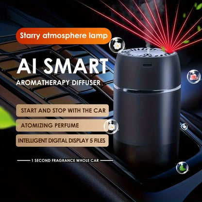 Smart Car Air Freshener with Star Projector, Long-Lasting, USB Rechargeable, Automatic On/Off, Essential Oil Diffuser for Odor Removal, Car Interior Decor Gift for Lovers