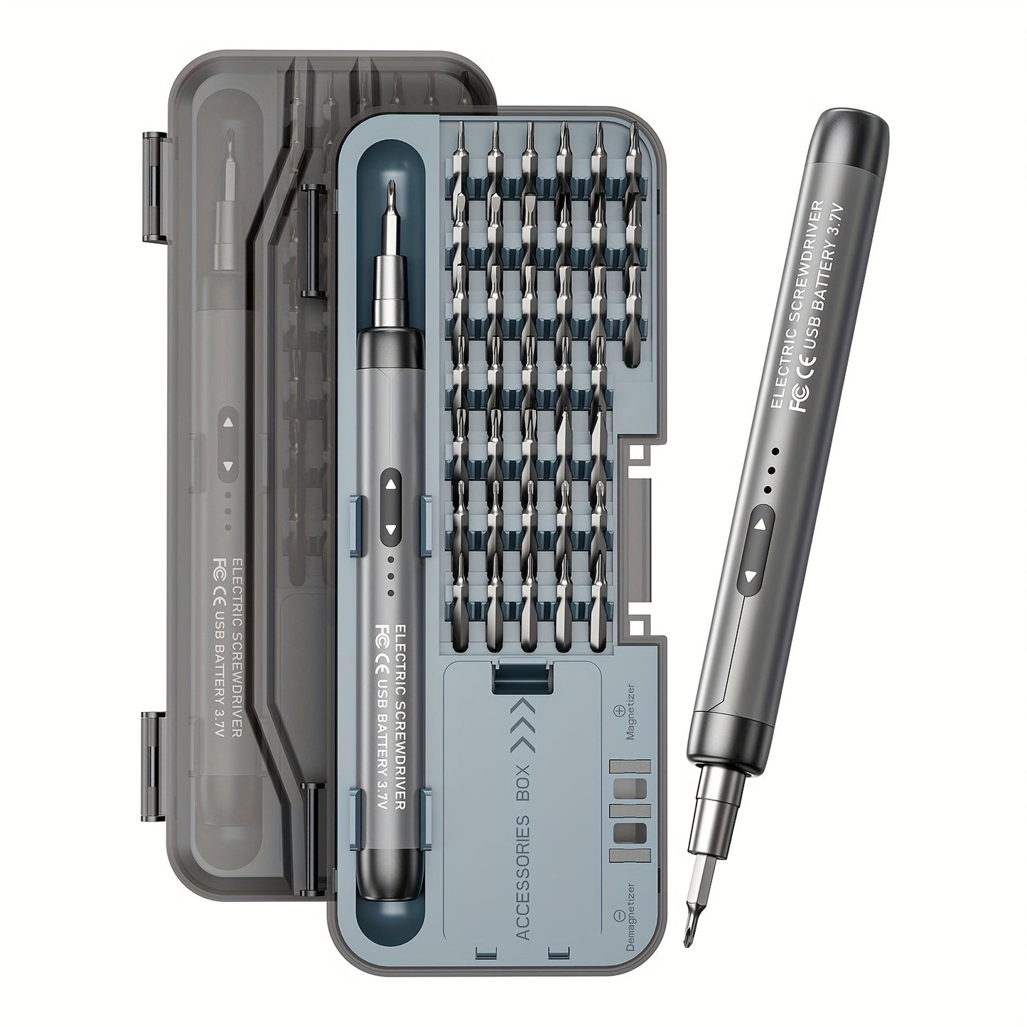 46-In-1 Cordless Electric Screwdriver Set, Silent High Torque Rechargeable Lithium Battery, USB Powered, Multifunctional Portable Household Tool Set with 38 Magnetic Precision Bits, Suitable for Precision Repair Tools Such As