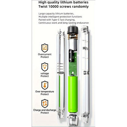 46-In-1 Cordless Electric Screwdriver Set, Silent High Torque Rechargeable Lithium Battery, USB Powered, Multifunctional Portable Household Tool Set with 38 Magnetic Precision Bits, Suitable for Precision Repair Tools Such As