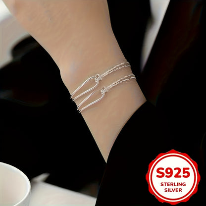 2-Pack Exquisite Elegant New Minimalist Geometric Silvery Bracelets - Practical and Versatile, Made with S925 Hypoallergenic Material, Perfect for Women's Jewelry - Ideal for Casual Attire Gifting, Suitable for Any Season, Es