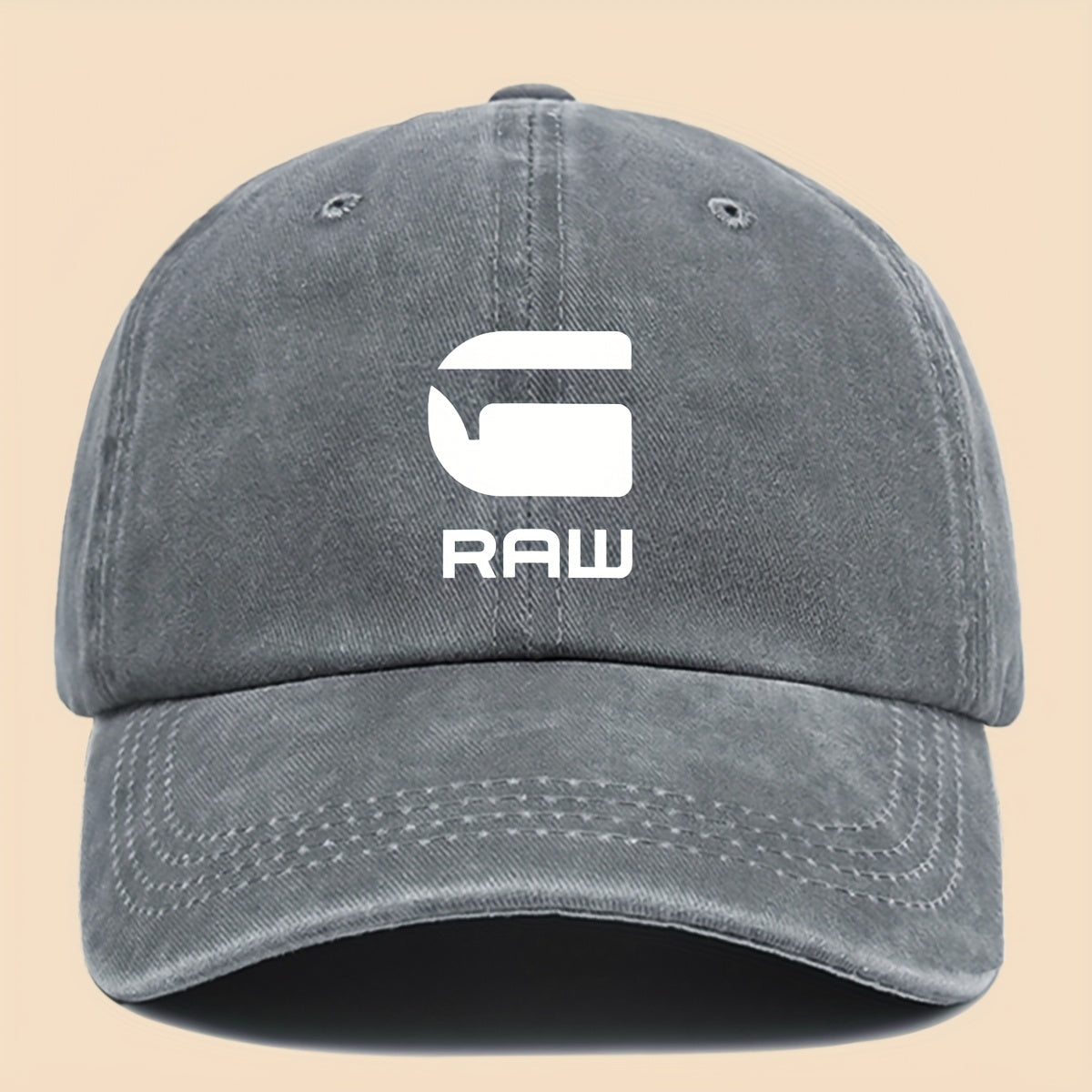 1pc "RAW" Fun Print Baseball Cap in Black with White Text - Breathable & Comfortable, Adjustable Unisex Dad Hat for Men, Women, Teens - Perfect for Beach, Fishing, Outdoor Activities, Father'S Day, Christmas, 4 Seasons, Casua