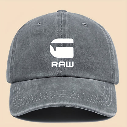 1pc "RAW" Fun Print Baseball Cap in Black with White Text - Breathable & Comfortable, Adjustable Unisex Dad Hat for Men, Women, Teens - Perfect for Beach, Fishing, Outdoor Activities, Father'S Day, Christmas, 4 Seasons, Casua