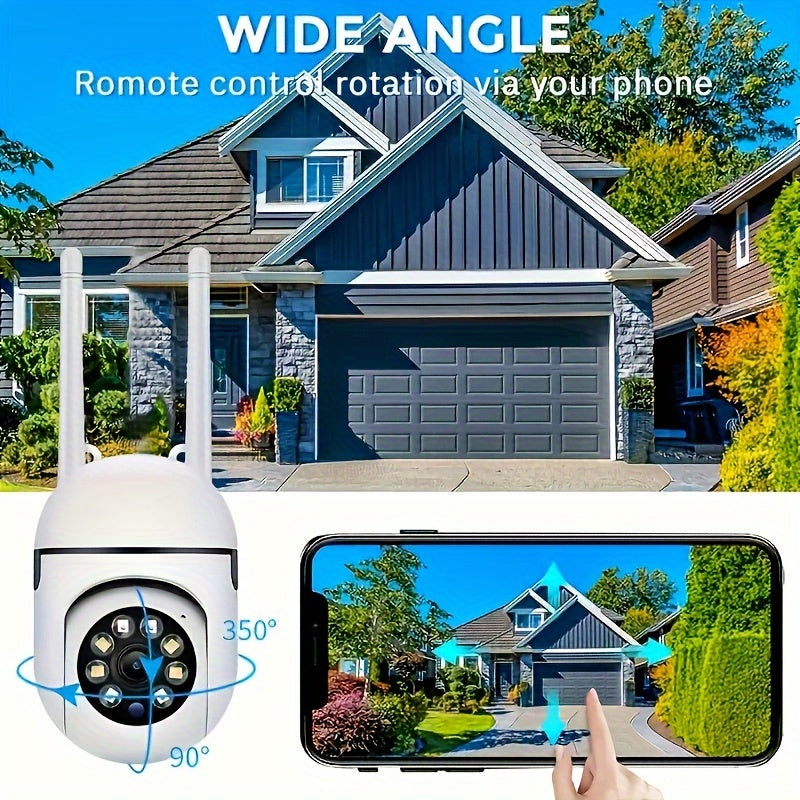 Spherical safety camera, motion detection, color night vision, alarm push, FHD wireless Wi Fi smart home safety camera, 355 ° panoramic monitoring camera, intelligent motion detection, two-way audio, only 2.4GHz, Wi Fi camer