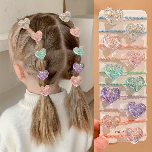10/20pcs Girls Hair Accessories Colorful Cute Cartoon Bear Heart Star Butterfly Hair Ties for Youngsters