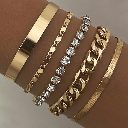 5 Pieces Of Retro Hip-hop Punk Snake Bone Chain Ladies Bracelet For Date Party Gift