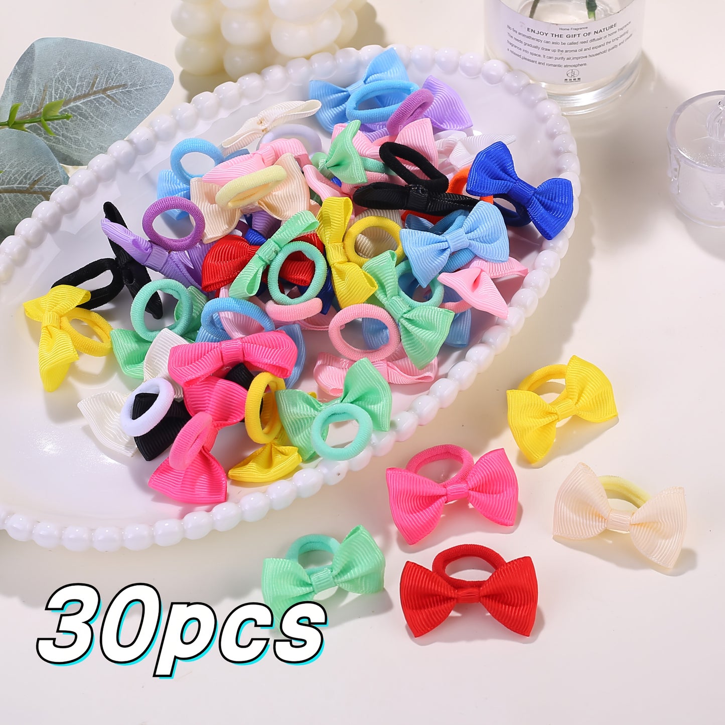 10/20/30/40pcs Girls' Elastic Hair Ties - Soft Pastel & Bright Colors (Red, Pink, Yellow, Green, Blue, Purple, Black, White,) - Non-Slip Hair Bands for Youngsters, Youngsters, Birthday Parties, Halloween, Chinese New Year - S