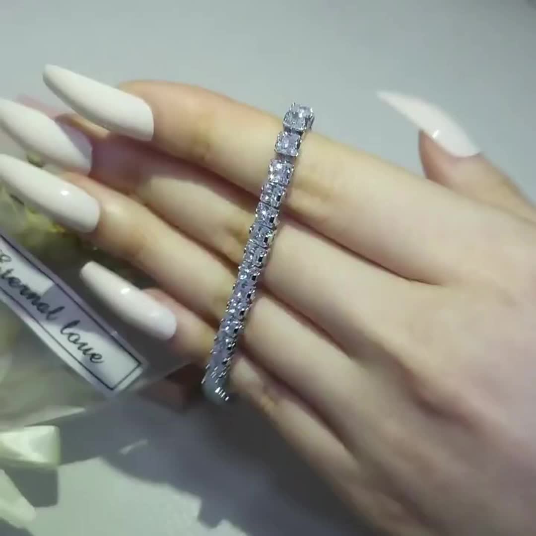 1pc Alloy Hip Hop Tennis Bracelet with Shiny Zirconia for Men and Women, Trendy Unplated Chain Wrist Jewelry for Daily and Party Accessory