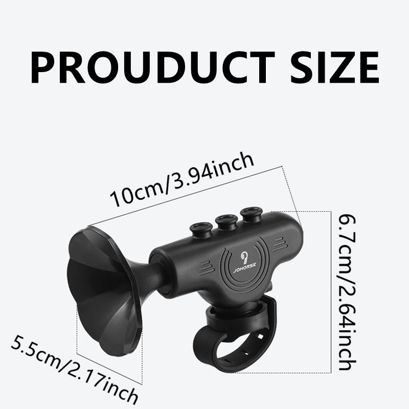 Black ABS Bicycle Horn Bell - Loud Electric Car Horn with Decorative Riding Ring for Motorcycle & Bicycle Handlebars, Enhances Safety & Style, Bike Accessories