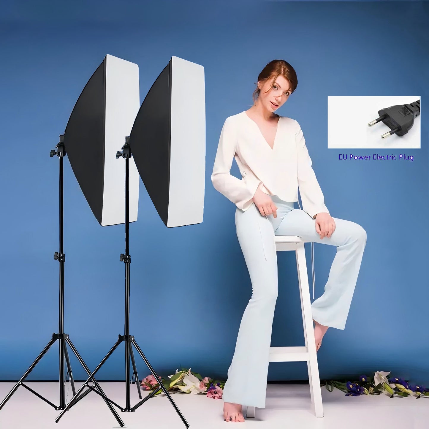 Professional Softbox Lighting Kit 160cm 200cm with US Plug Adapter Tripod E27 Socket Continuous Light System for Studio, YouTube Live Streaming