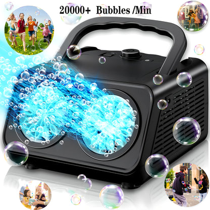 Ultimate Bubble Blaster - 20K+ Bubbles/Min, Dual Fan Portable Outdoor Toy with USB or Battery Power, Perfect for Parties & Christmas Gifts (Bubble Solution & Batteries Not Included)