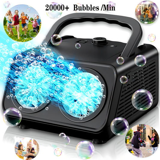 Ultimate Bubble Blaster - 20K+ Bubbles/Min, Dual Fan Portable Outdoor Toy with USB or Battery Power, Perfect for Parties & Christmas Gifts (Bubble Solution & Batteries Not Included)