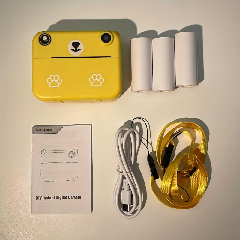 Kids Camera, Instant Print Digital Camera - 1500mAh Rechargeable Battery, Flash, Music, Games, Delayed Printing (10s/5s/3s), USB Charging