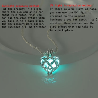 Nooxian Elegant Heart-Shaped Luminous Pendant Necklace - Classic Vacation Style, Glow-in-the-Dark Resin Charm, Copper Chain, Ideal for Daily Wear & Gifts, Valentine'S Day Special, Luminous Jewelry|Classic Necklace|Resin Penda