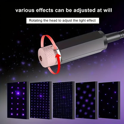 1pc USB Projector Ambient Night Light, Romantic Starry Sky Projector Car Light, Rotatable Adjustment, Bedroom, Car, Party, Wall, Ceiling, Portable Atmosphere Decoration Car Roof Light, Without Battery