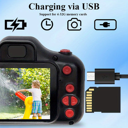 HD Youngsters' Digital Camera with Long Lens - Perfect Gift for Boys & Girls Ages 3-12, Includes 32GB Memory Card, Available in Pink/Purple/Blue/Black