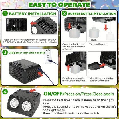 Ultimate Bubble Blaster - 20K+ Bubbles/Min, Dual Fan Portable Outdoor Toy with USB or Battery Power, Perfect for Parties & Christmas Gifts (Bubble Solution & Batteries Not Included)