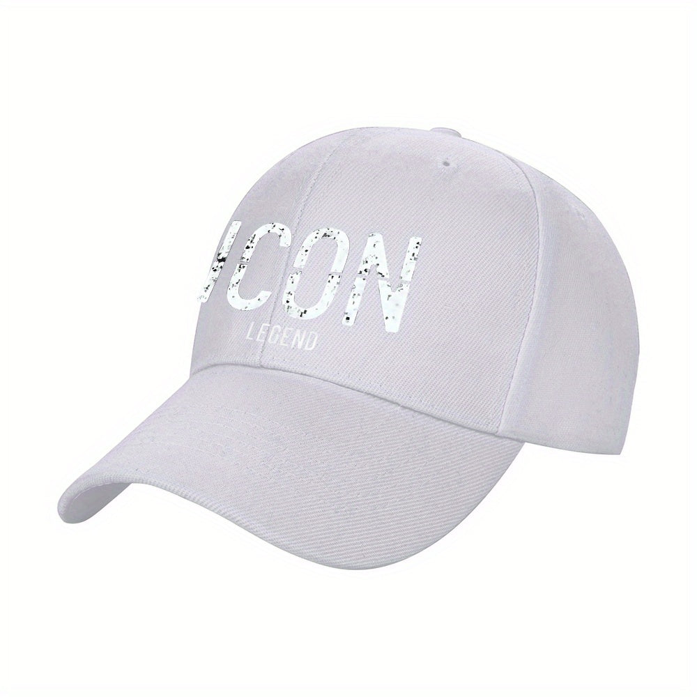 1pc ICON, LEGEND Peaked Cap Hat Unisex Baseball Cap Adjustable Lightweight Versatile Cap