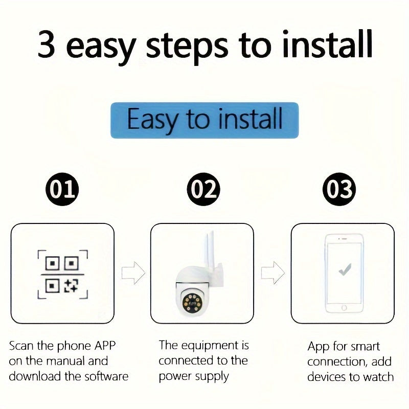 Spherical safety camera, motion detection, color night vision, alarm push, FHD wireless Wi Fi smart home safety camera, 355 ° panoramic monitoring camera, intelligent motion detection, two-way audio, only 2.4GHz, Wi Fi camer