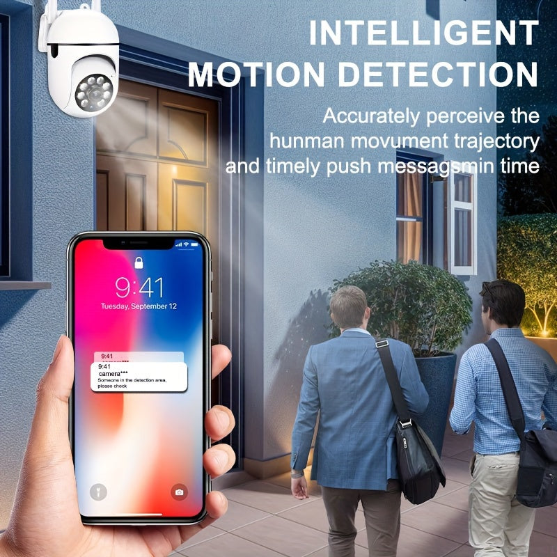 A 1440P Wi-Fi Smart Home Security Camera - 355° Pan-Tilt-Zoom, Color Night Vision, Two-Way Audio, Pet Motion Tracking, Indoor/Outdoor, Wireless, Motion Detection, Real-Time App Viewing, Two-Way Communication - Easy to Instal
