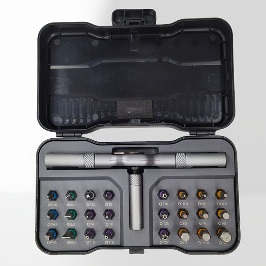 Compact 25-in-1 Magnetic Ratchet Screwdriver Set Detachable Handle & Precision Bits | for Phone/Watch/PC Repair | Home DIY Toolkit with Chrome Vanadium Steel