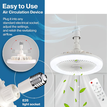 50W 25.4cm LED Smart Ceiling Fan Light with Remote Control, Color Changing and Dimming Features, 2In1 360 degrees Ceiling Fan with Light | E26/27 Socket, Dual Function Cooling and Lighting, Timing, Suitable for for Bedroom, k