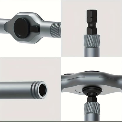 24-in-1 Magnetic Screwdriver Set with S2 Steel Bits & Detachable T-Shaped Ratcheting Handle - Multi-Functional Toolkit for Office, Renovation, and Camping DIY