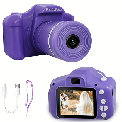 HD Youngsters' Digital Camera with Long Lens - Perfect Gift for Boys & Girls Ages 3-12, Includes 32GB Memory Card, Available in Pink/Purple/Blue/Black