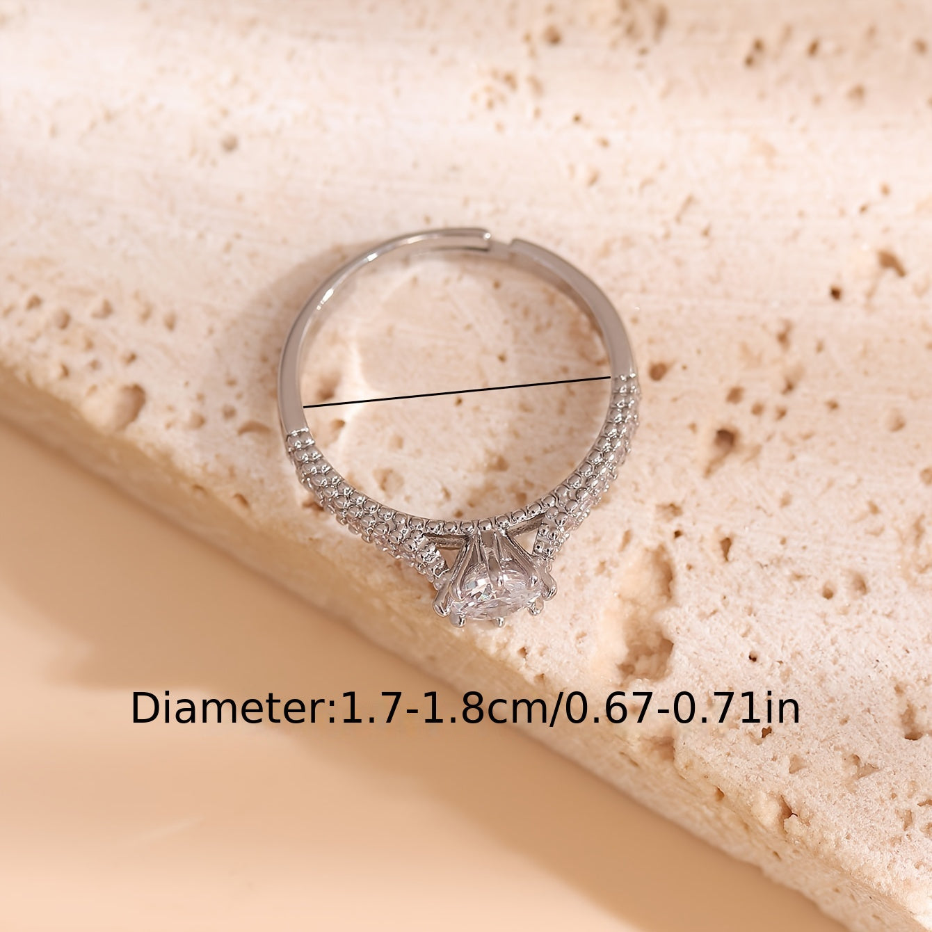 A Single Ring For Women With A Cool And Elegant Style, Light Luxury, High-end, Simple, And With A Touch Of Copper Inlay And Synthetic Zirconia.
