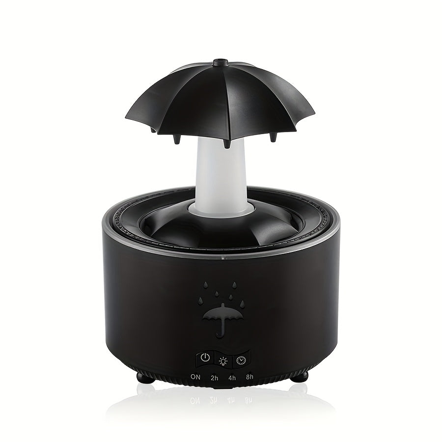1pc Rotating Umbrella Aroma Diffuser | Humidifier, with Simulated Raindrops, Remote Control, Can Add Essential Oils, Three-Speed Timer, Rotating Raindrop Design, Humidifier | Essential Oils Diffuser, Suitable for Home Relaxat