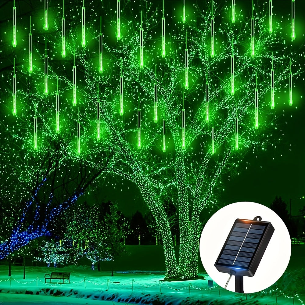 Loyyz Solar-Powered Meteor Shower Lights Outdoor - Meteor Shower Effect Garden Decorations with Solar Panel, IPX4 High Quality, for Wedding, Easter, Ramadan, Patio, Tree, Roof - Energy-Efficient LED String Lights, Out Side So