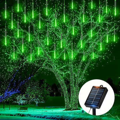 Loyyz Solar-Powered Meteor Shower Lights Outdoor - Meteor Shower Effect Garden Decorations with Solar Panel, IPX4 High Quality, for Wedding, Easter, Ramadan, Patio, Tree, Roof - Energy-Efficient LED String Lights, Out Side So