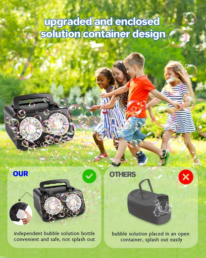 Ultimate Bubble Blaster - 20K+ Bubbles/Min, Dual Fan Portable Outdoor Toy with USB or Battery Power, Perfect for Parties & Christmas Gifts (Bubble Solution & Batteries Not Included)