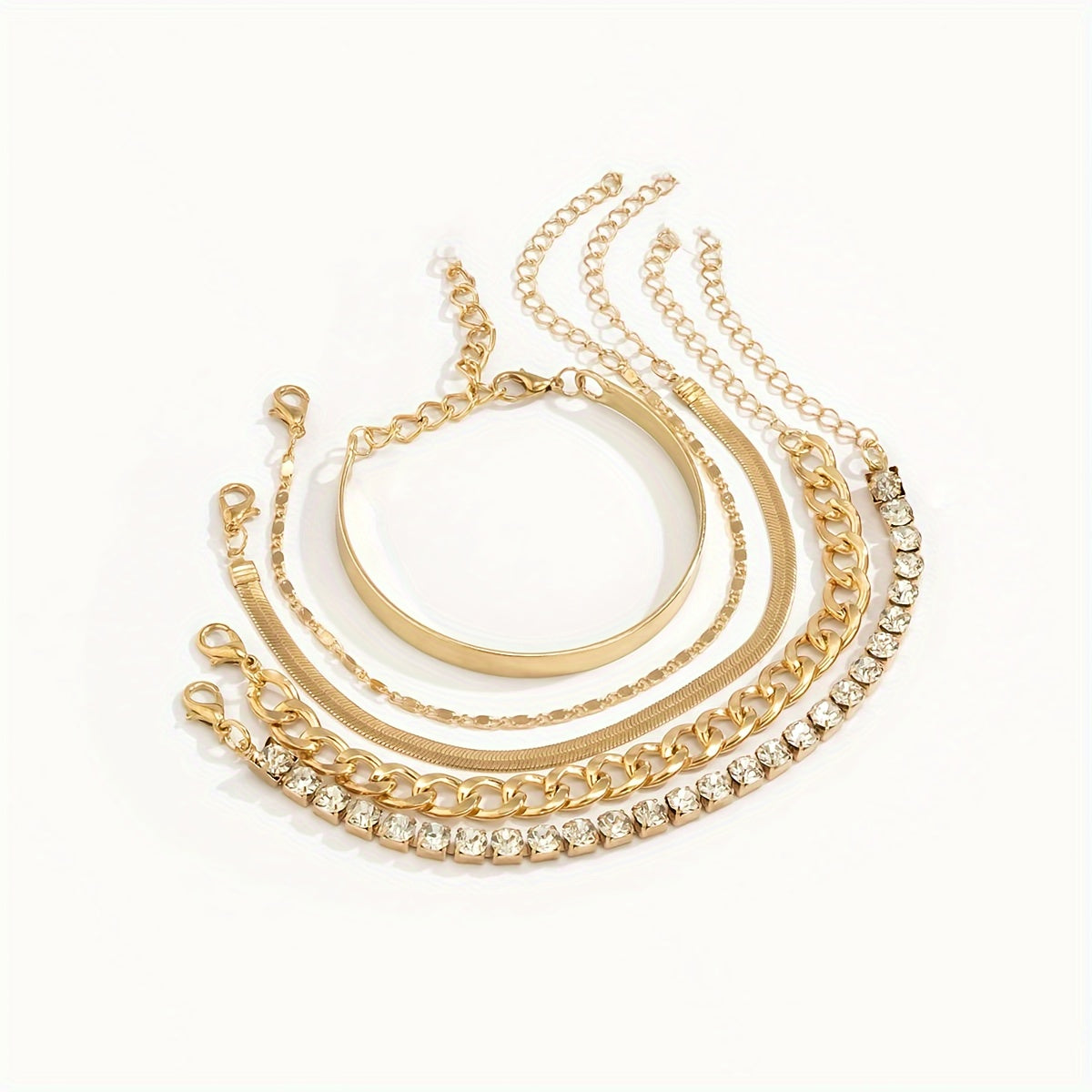 5 Pieces Of Retro Hip-hop Punk Snake Bone Chain Ladies Bracelet For Date Party Gift