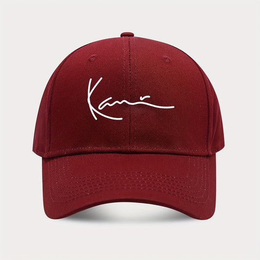 1pc Women's Adjustable Lightweight Baseball Cap - Printed Logo Golf & Outdoor Sports Hat, Machine Washable, Black/White/Maroon, Casual Headwear, Lifestyle, Trendy Design, Durable Fabric, Women