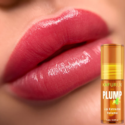 KAFURUX PLUMP Lip Oil, High Hydration Moisturizer, Natural Ginger Scent, All Skin Types, High Shine Finish, Liquid Form, 3ml/0.1oz