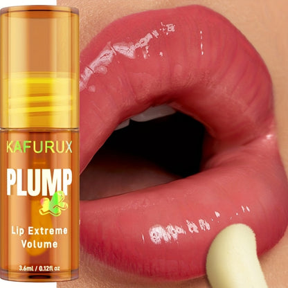 KAFURUX PLUMP Lip Oil, High Hydration Moisturizer, Natural Ginger Scent, All Skin Types, High Shine Finish, Liquid Form, 3ml/0.1oz